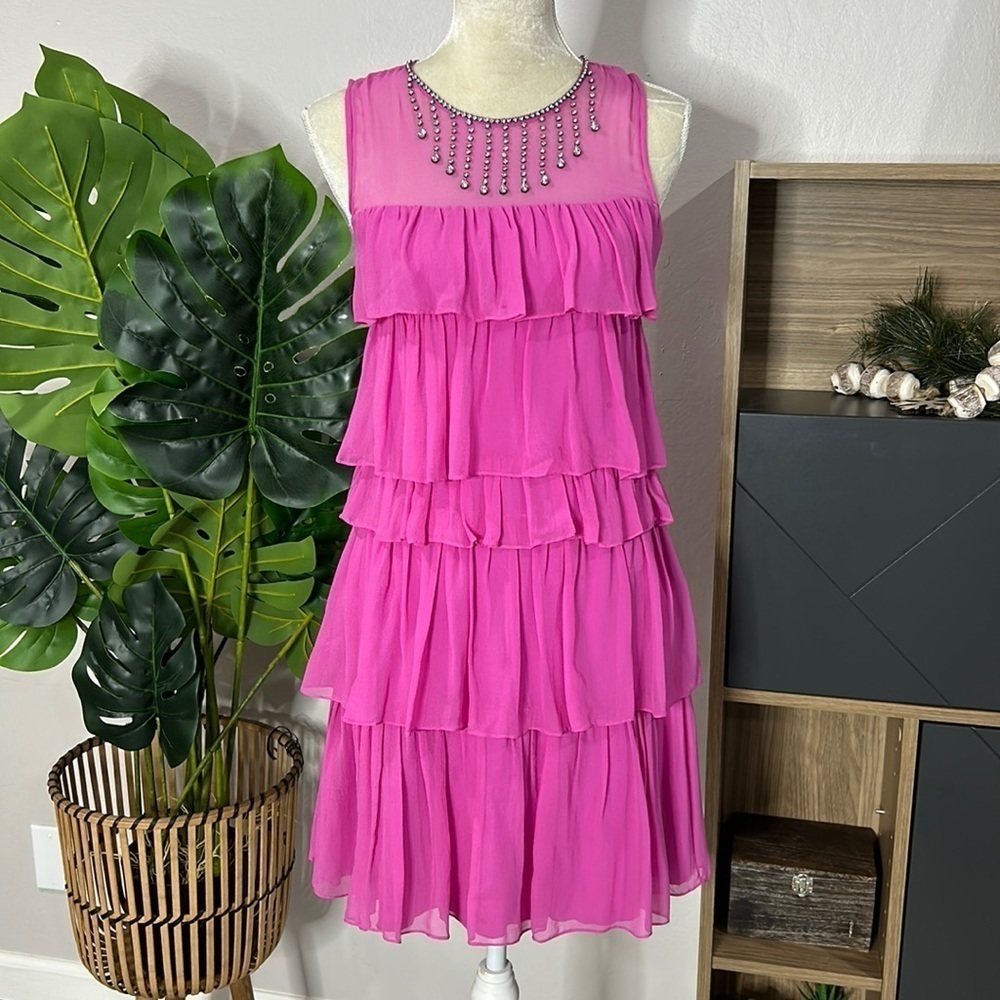 iRoo • silk ruffle rhinestone dress